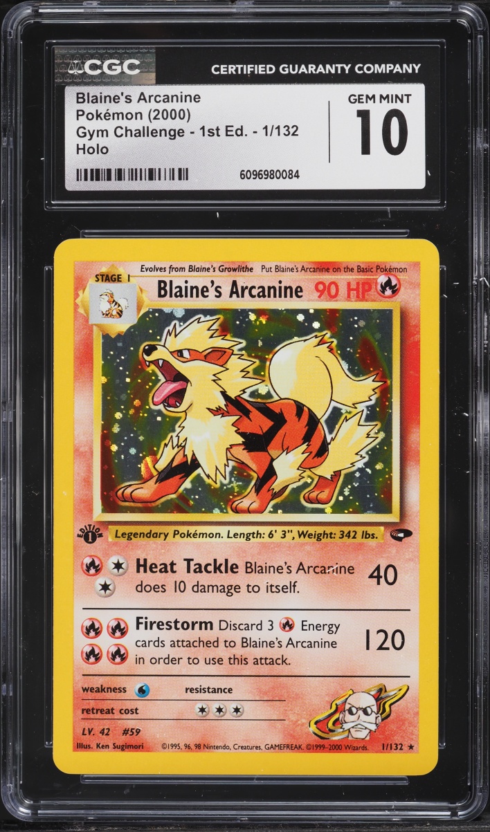 2000 Pokemon Gym Challenge 1st Edition Holo Blaine's Arcanine #1 CGC 10 GEM MINT