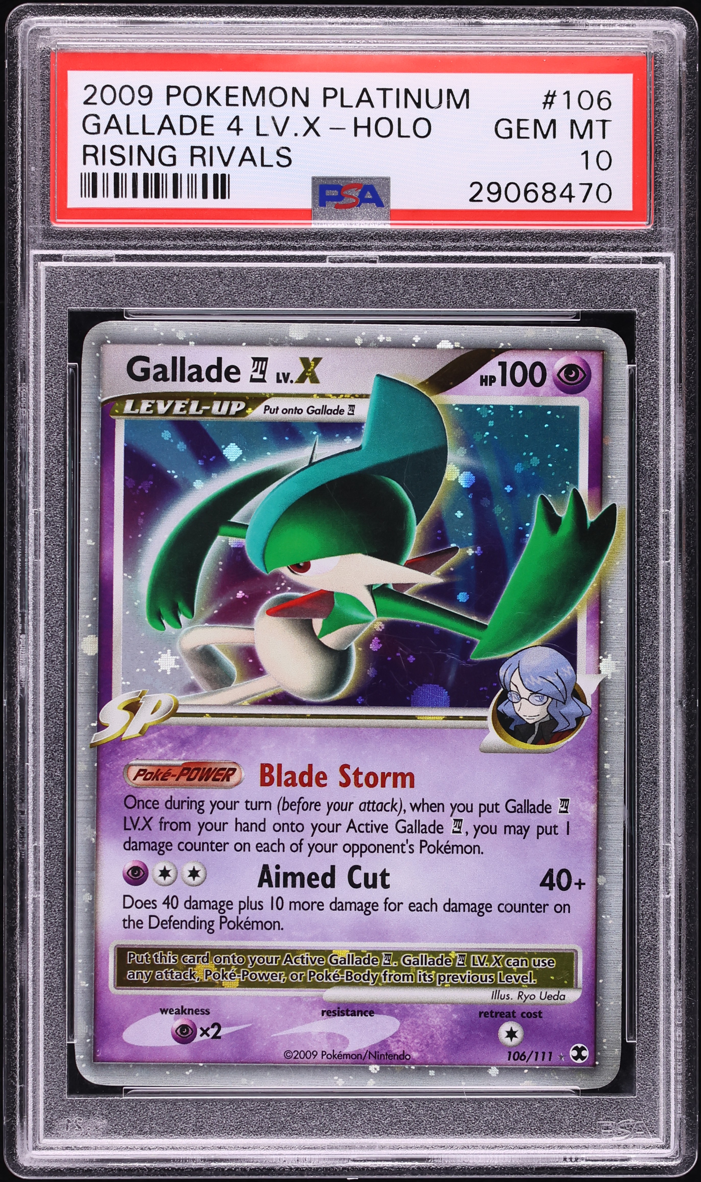 2009 Pokemon Platinum Rising Rivals Holo Gallade 4 LV.X #106 PSA 10 GEM MINT