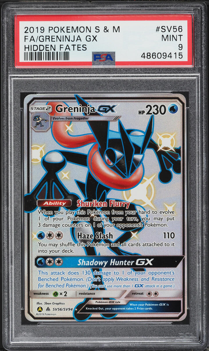 2019 Pokemon Sun & Moon Hidden Fates Full Art Greninja GX #SV56 PSA 9 MINT