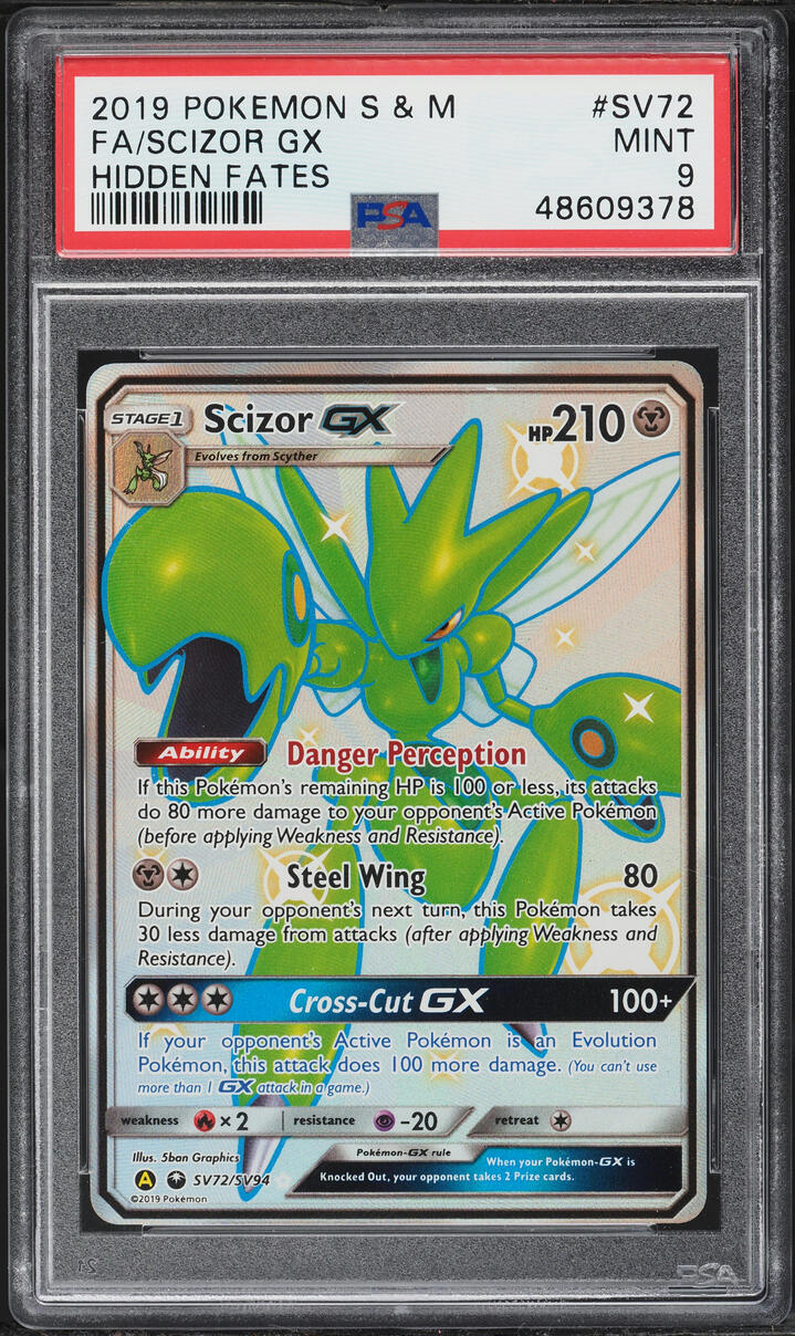 2019 Pokemon Sun & Moon Hidden Fates Shiny Scizor GX #SV72 PSA 9 MINT