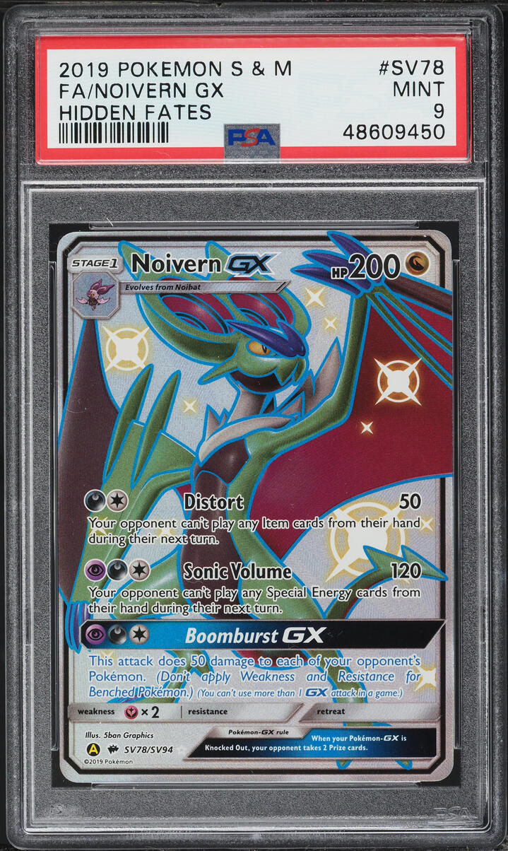 2019 Pokemon Sun & Moon Hidden Fates Shiny Noivern GX #SV78 PSA 9 MINT