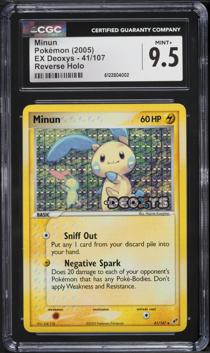 2005 Pokemon EX Deoxys Reverse Holo Minun #41 CGC 9.5 MINT+