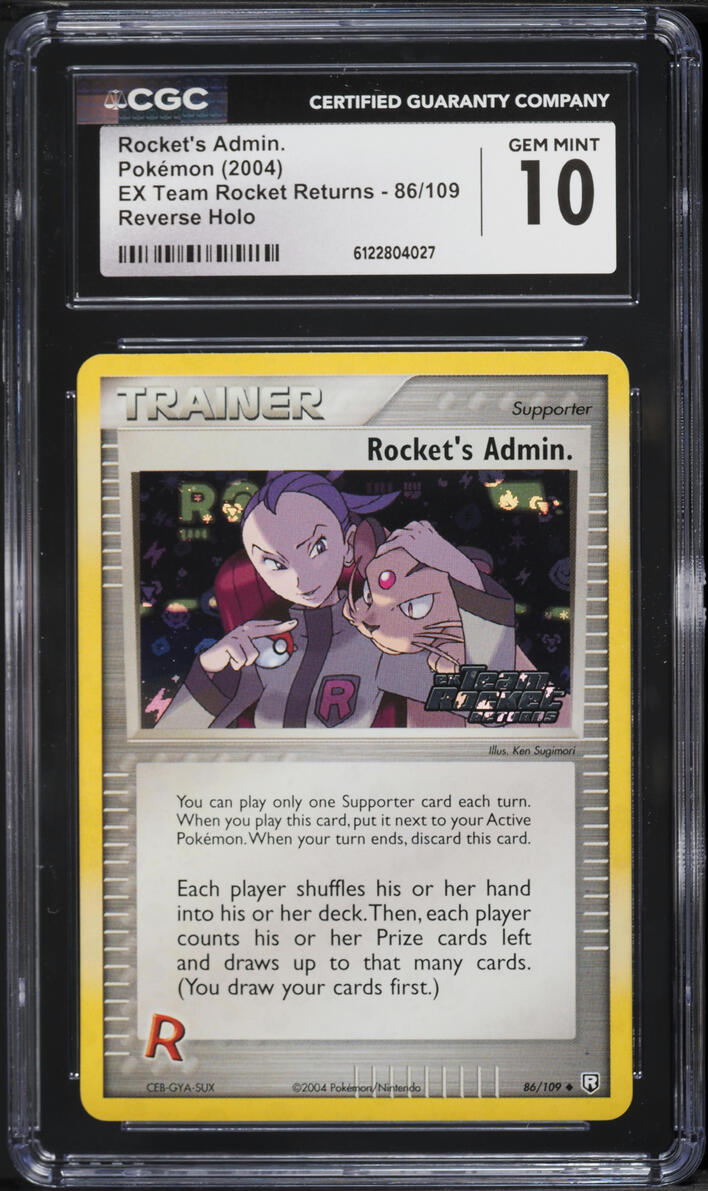 2004 Pokemon EX Team Rocket Returns Reverse Holo Rocket's Admin #86 CGC 10 GEM MINT