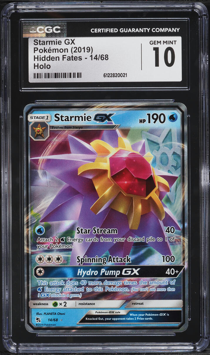 2019 Pokemon Sun & Moon Hidden Fates Starmie GX #14 CGC 10 GEM MINT