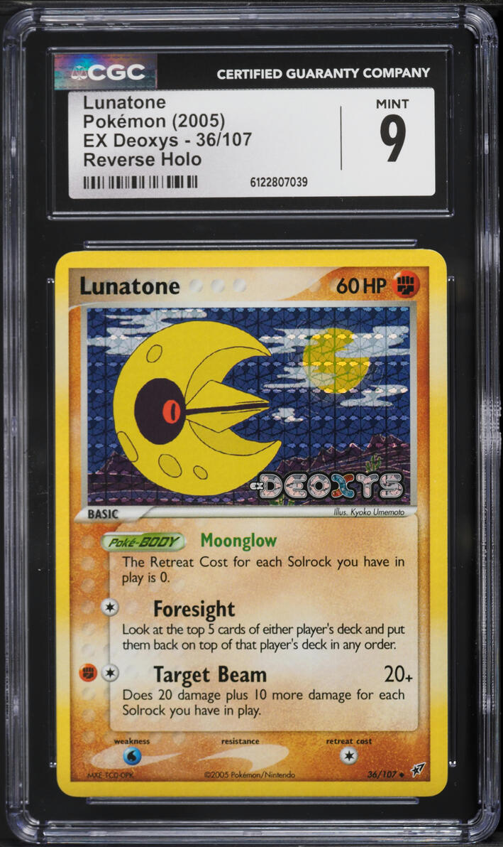2005 Pokemon EX Deoxys Reverse Holo Lunatone #36 CGC 9 MINT