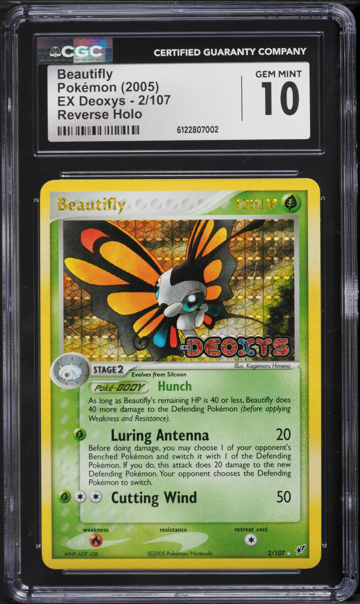 2005 Pokemon EX Deoxys Reverse Holo Beautifly #2 CGC 10 GEM MINT