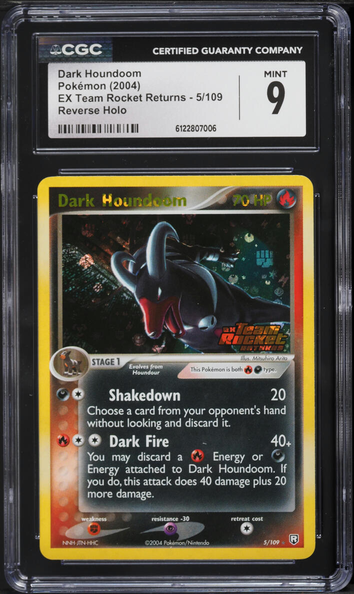 2004 Pokemon EX Team Rocket Returns Reverse Holo Dark Houndoom #5 CGC 9 MINT