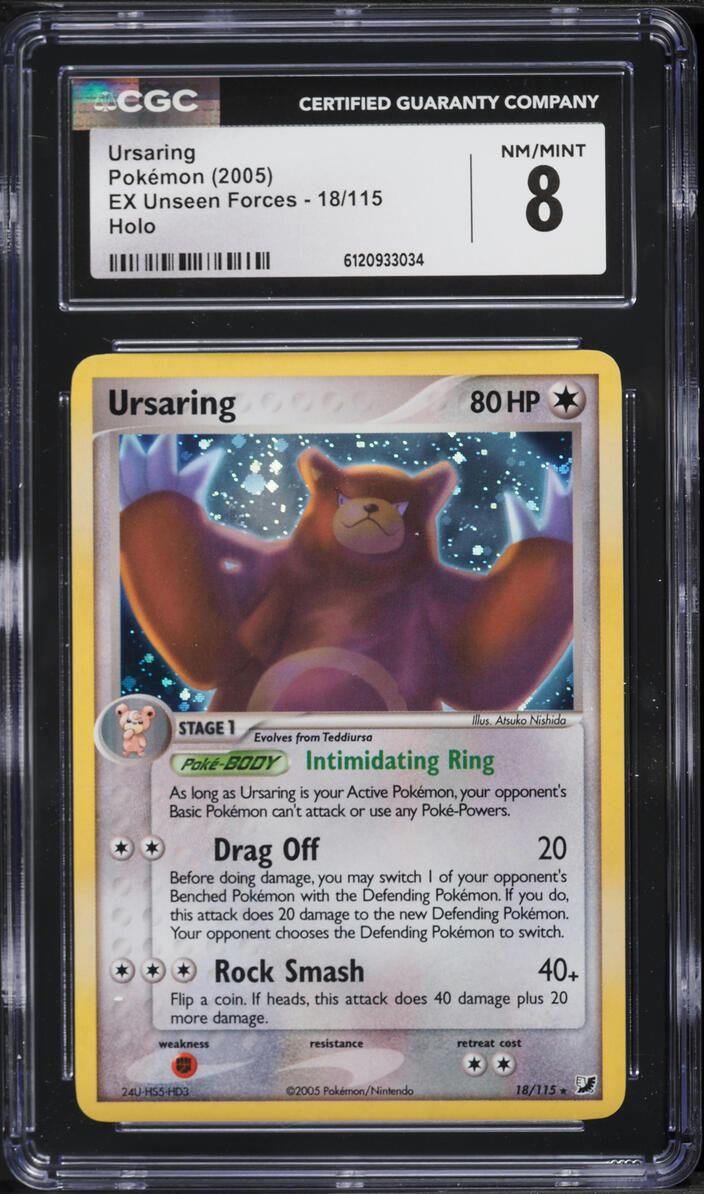 2005 Pokemon EX Unseen Forces Holo Ursaring #18 CGC 8 NM-MT