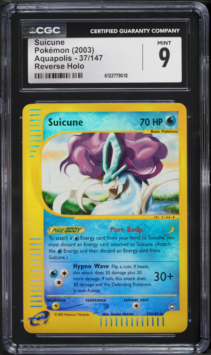 2003 Pokemon Aquapolis Reverse Holo Suicune #37 CGC 9 MINT
