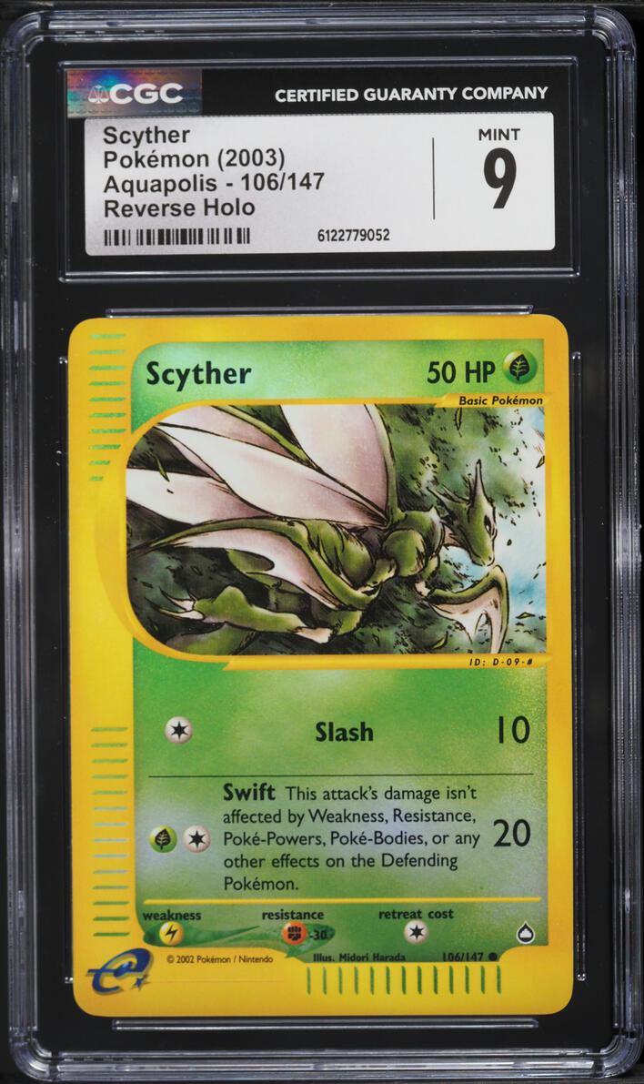 2003 Pokemon Aquapolis Reverse Holo Scyther #106 CGC 9 MINT