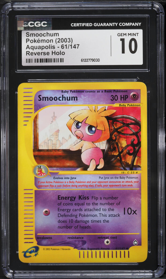 2003 Pokemon Aquapolis Reverse Holo Smoochum #61 CGC 10 GEM MINT