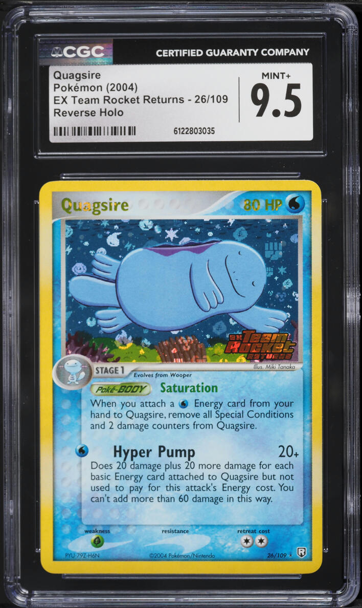 2004 Pokemon EX Team Rocket Returns Reverse Holo Quagsire #26 CGC 9.5 MINT+