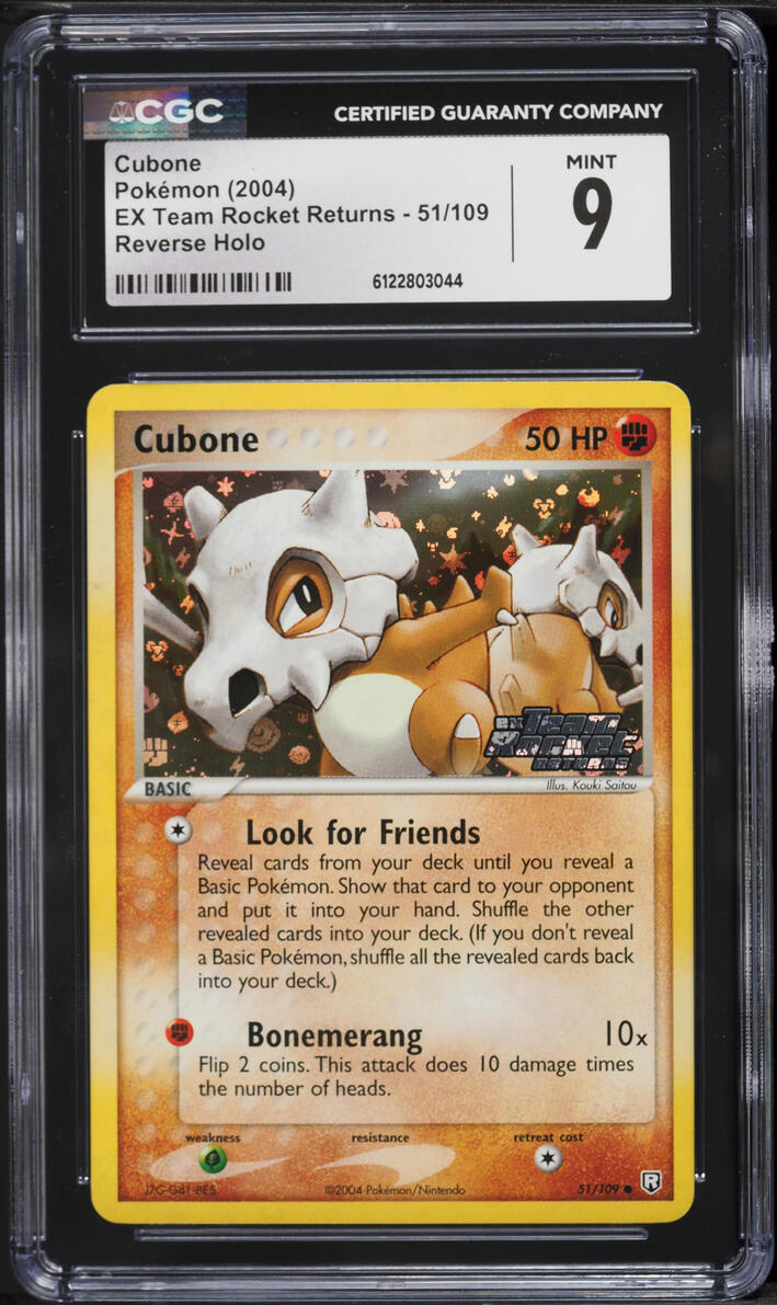 2004 Pokemon EX Team Rocket Returns Reverse Holo Cubone #51 CGC 9 MINT