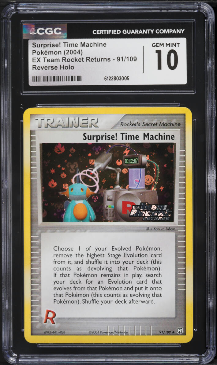2004 Pokemon EX Team Rocket Returns Reverse Holo Surprise! Time Machine #91 CGC 10 GEM MINT