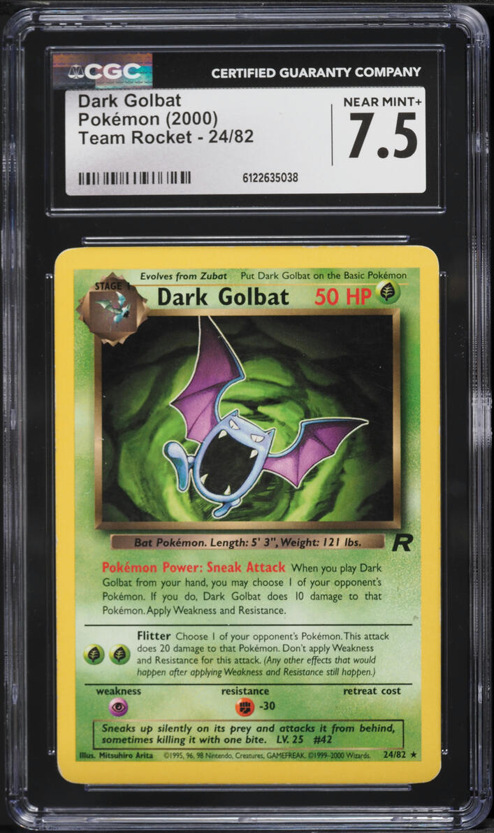 2000 Pokemon Team Rocket Dark Golbat #24 CGC 7.5 NRMT+