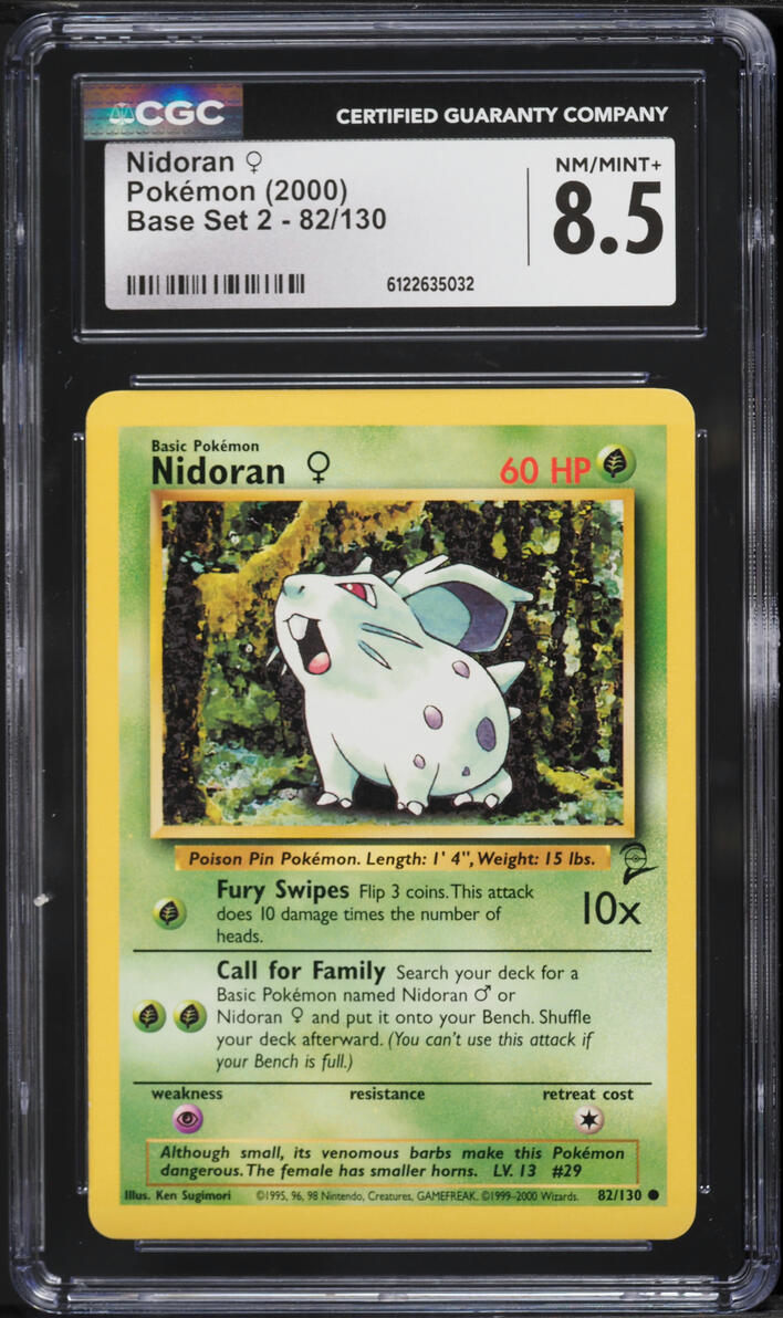 2000 Pokemon Base Set 2 Nidoran #82 CGC 8.5 NM-MT+