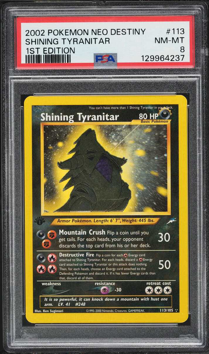 2002 Pokemon Neo Destiny 1st Edition Shining Tyranitar #113 PSA 8 NM-MT
