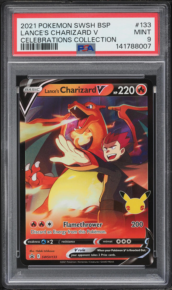 2021 Pokemon Sword & Shield Promo Celebrations Holo Lance's Charizard V #SWSH133 PSA 9 MINT