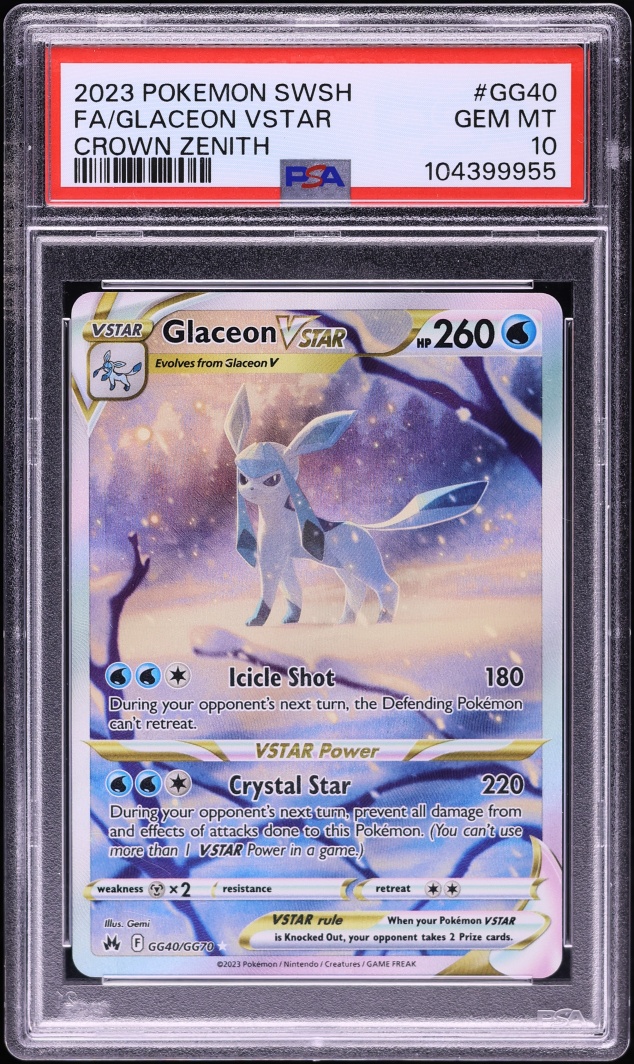 2023 Pokemon Sword & Shield Crown Zenith Full Art Glaceon VSTAR #GG40 PSA 10 GEM MINT