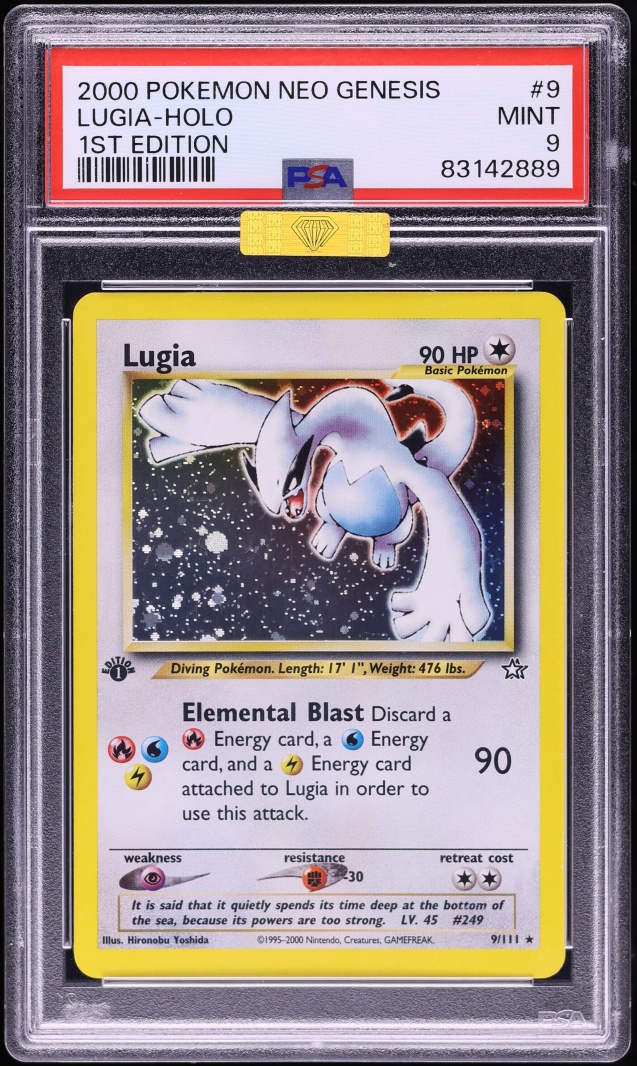 2000 Pokemon Neo Genesis 1st Edition Holo Lugia #9 MBA PSA 9 MINT