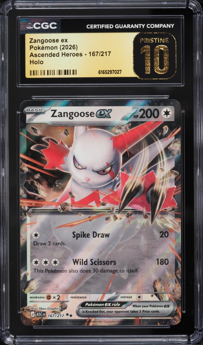 2026 Pokemon Mega Evolution Ascended Heroes Holo Zangoose Ex #167 CGC 10 PRISTINE