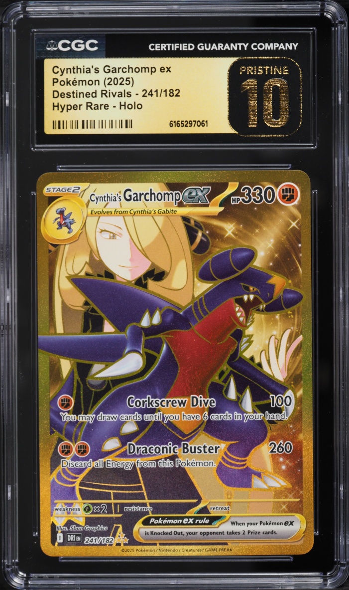 2025 Pokemon SV Destined Rivals Gold Rare Cynthia's Garchomp Ex #241 CGC 10 PRISTINE