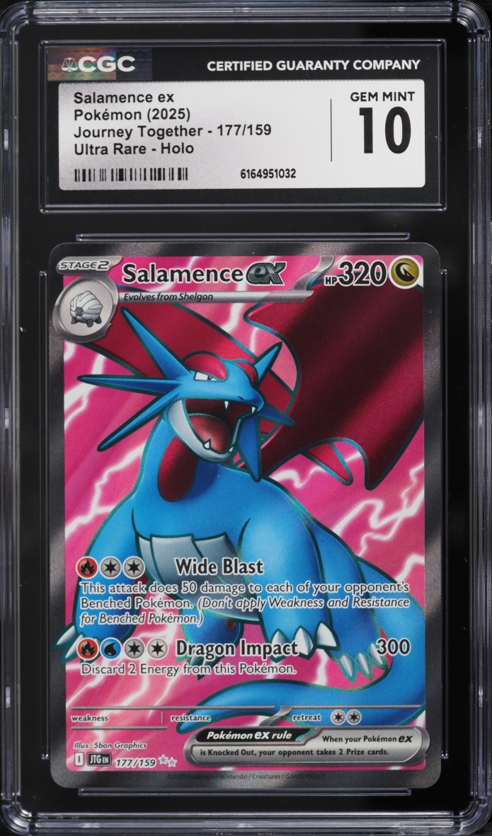2025 Pokemon Scarlet & Violet Journey Together Full Art Salamence EX #177 CGC 10 GEM MINT