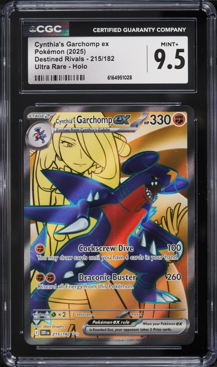 2025 Pokemon Scarlet & Violet Destined Rivals Full Art Cynthia's Garchomp EX #215 CGC 9.5 MINT+