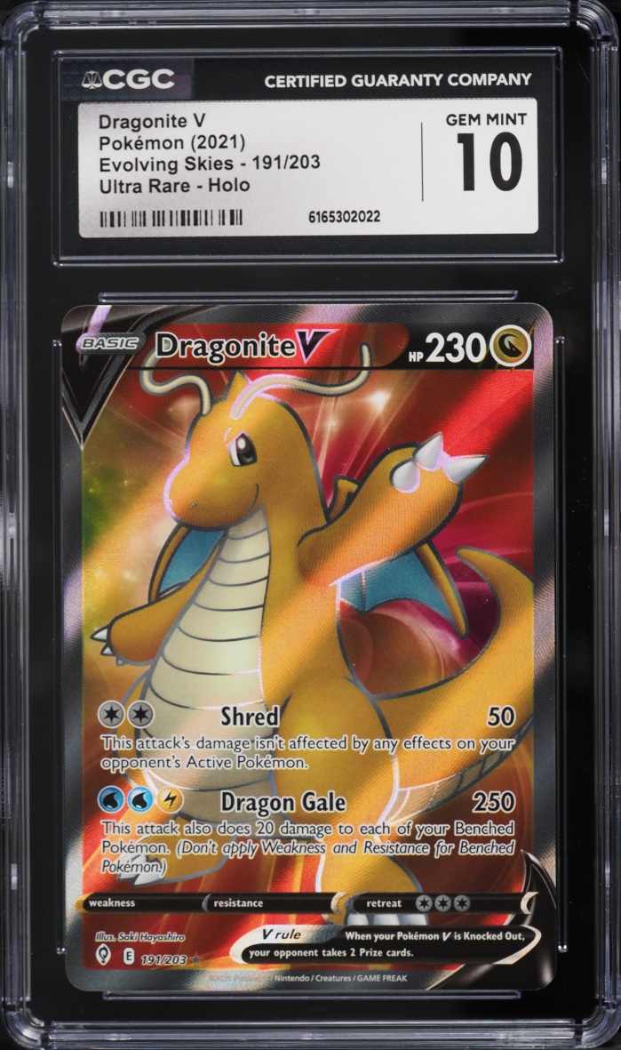 2021 Pokemon Sword & Shield Evolving Skies Full Art Dragonite V #191 CGC 10 GEM MINT