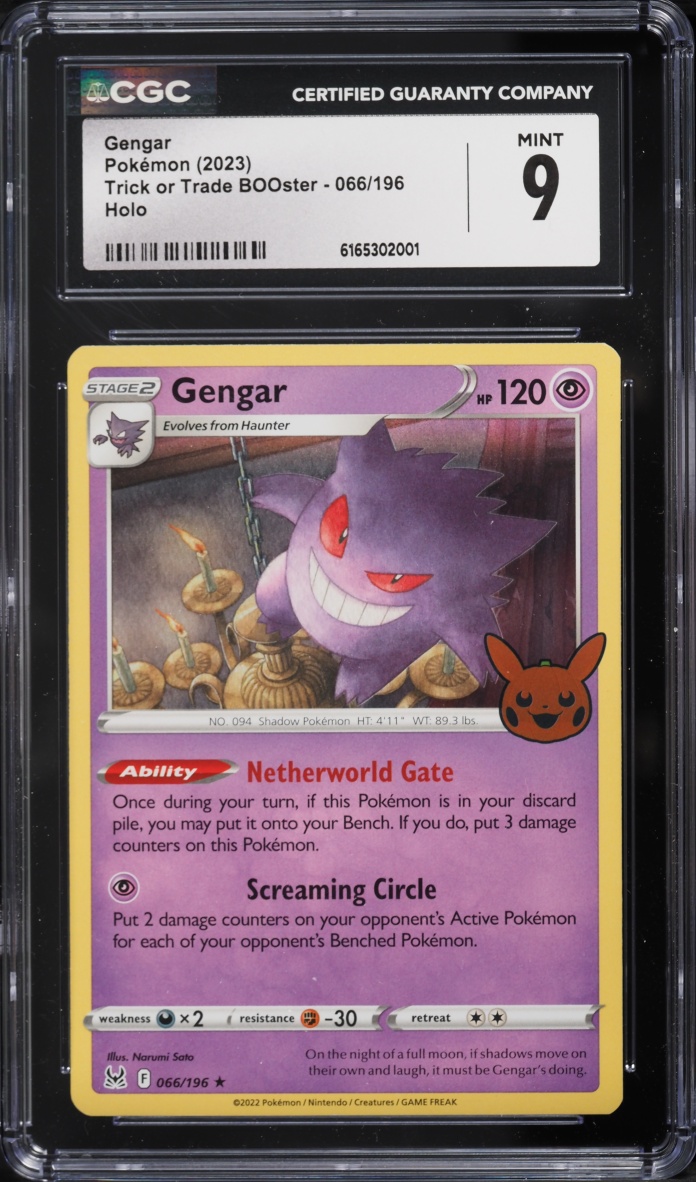 2023 Pokemon Sword & Shield Trick Or Trade BOOster Holo Gengar #66 CGC 9 MINT