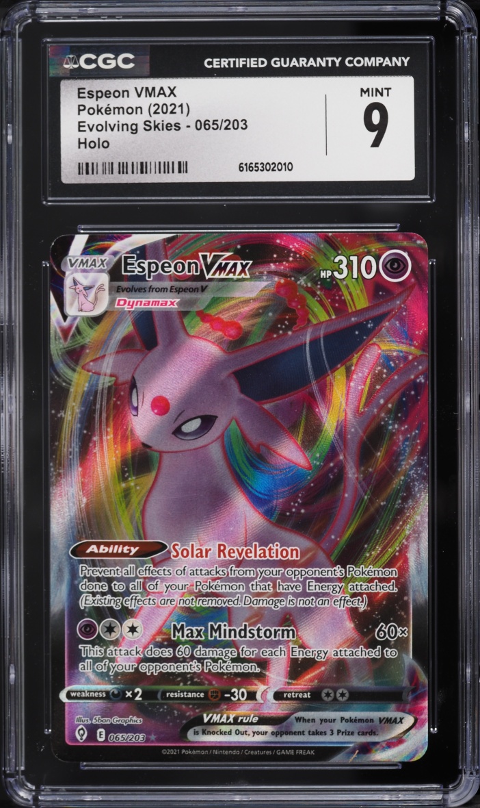 2021 Pokemon Sword & Shield Evolving Skies Full Art Espeon VMAX #65 CGC 9 MINT