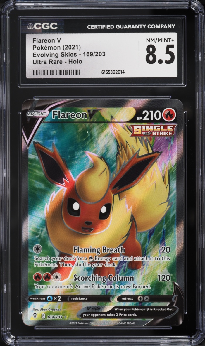2021 Pokemon Sword & Shield Evolving Skies Full Art Flareon V #169 CGC 8.5 NM-MT+