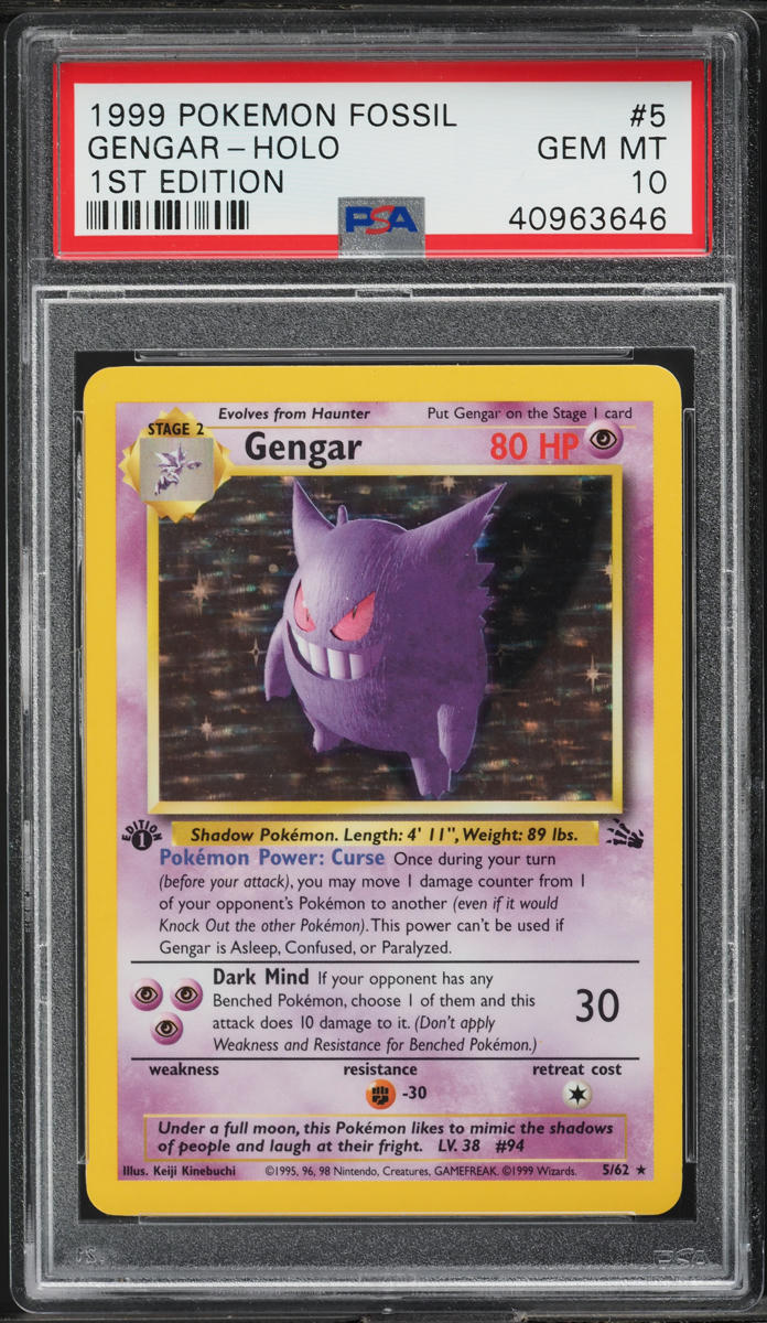 1999 Pokemon Fossil 1st Edition Holo Gengar #5 PSA 10 GEM MINT