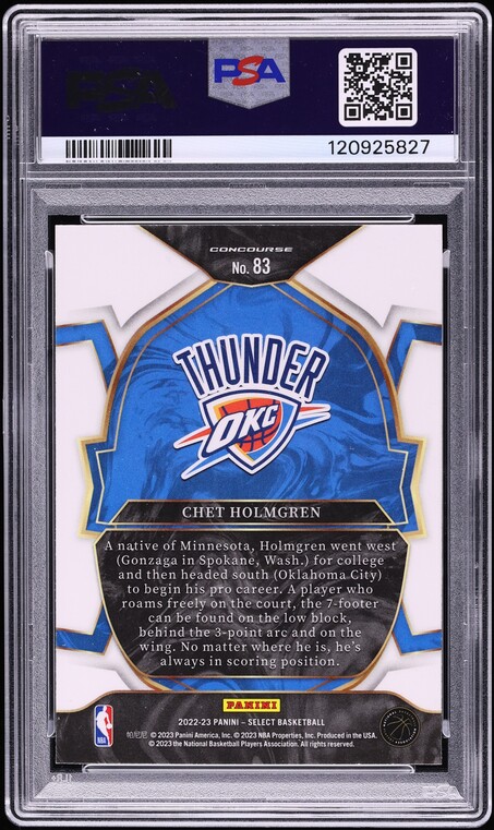 2022 Select Concourse Blue Chet Holmgren ROOKIE #83 PSA 9 MINT