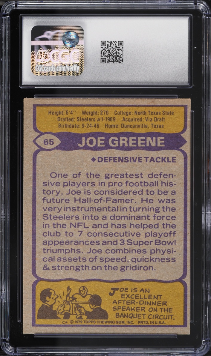 1979 Topps Football Joe Greene ALL PRO #65 CGC 5 EX