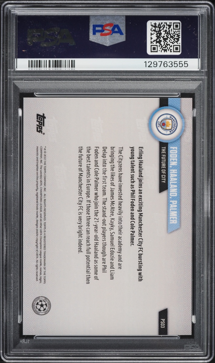 2022 Topps Now UEFA Preseason Purple Phil Foden Erling Haaland Cole Palmer /99 #PS03 PSA 10 GEM
