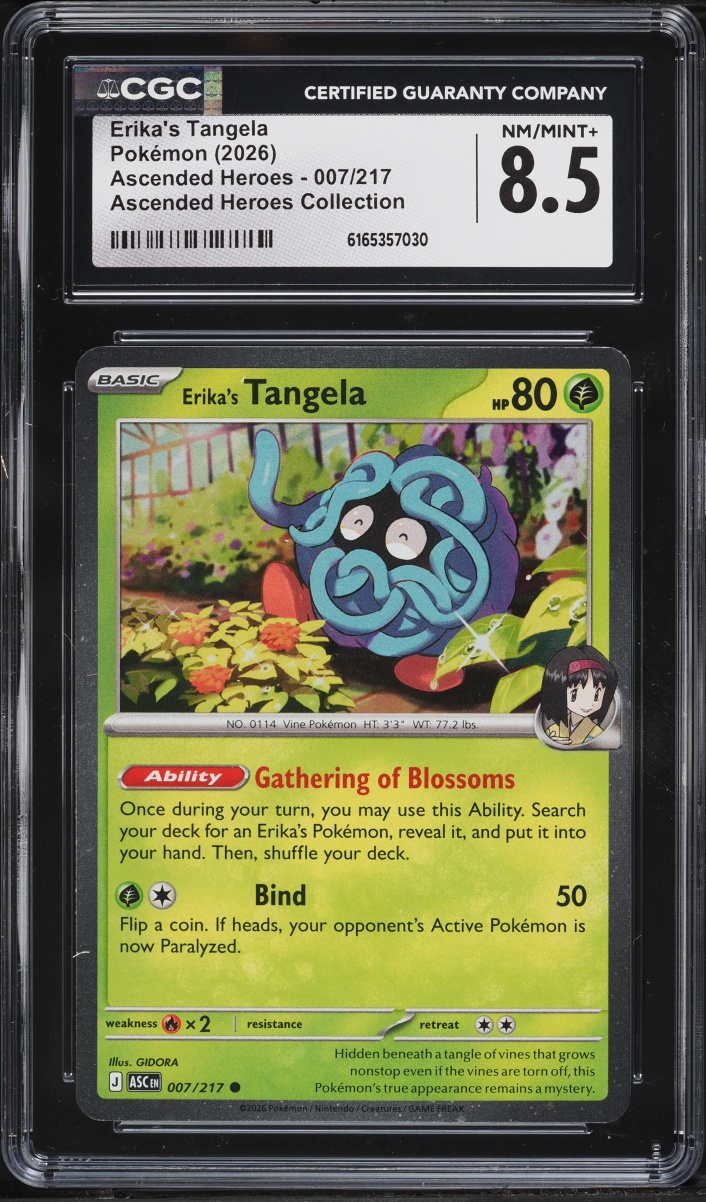 2026 Pokemon Mega Evolution Ascended Heroes Collection Erika's Tangela #007 CGC 8.5 NM-MT+