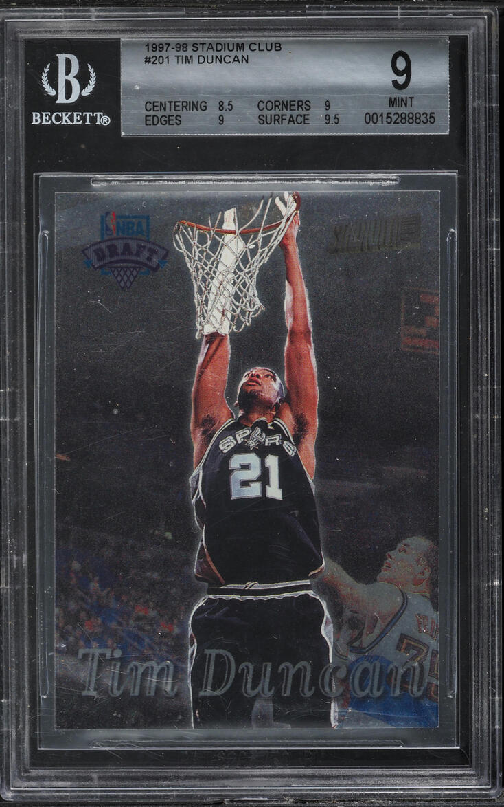 1997 Stadium Club Basketball Tim Duncan ROOKIE #201 BGS 9 MINT