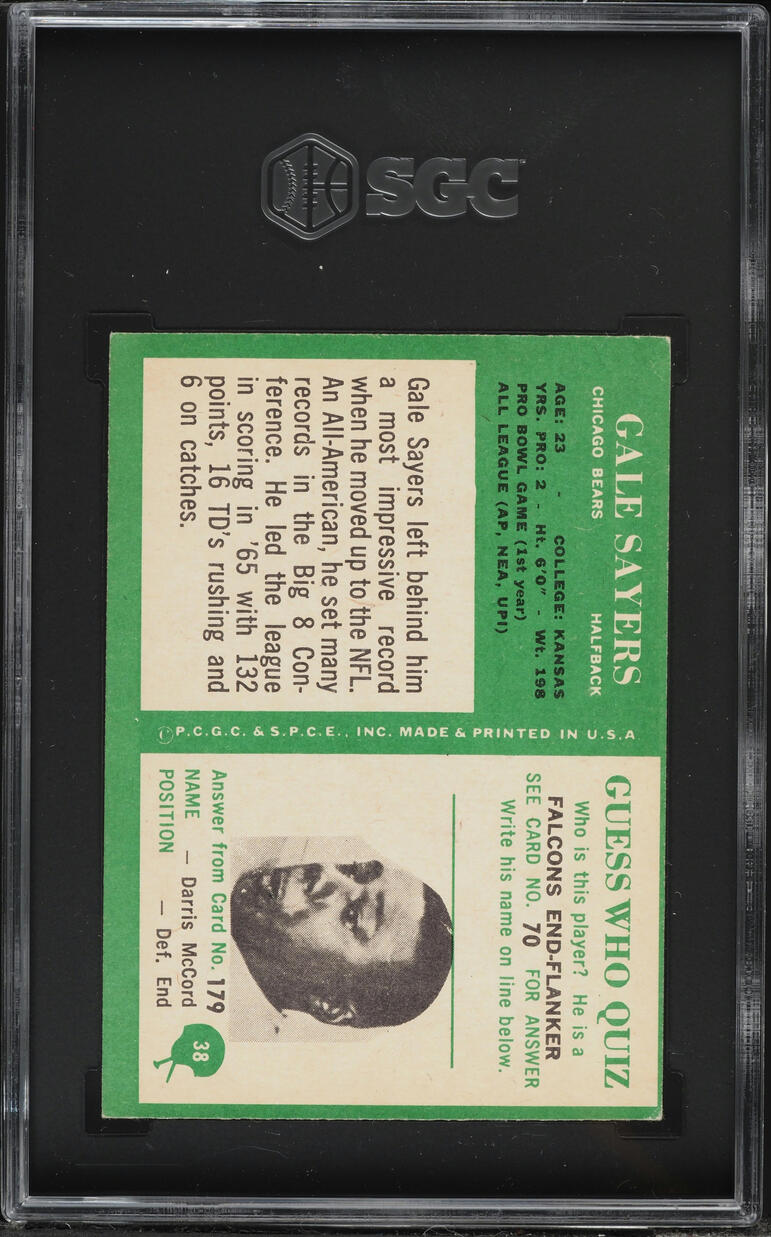 1966 Philadelphia Gale Sayers ROOKIE #38 SGC 4 VGEX