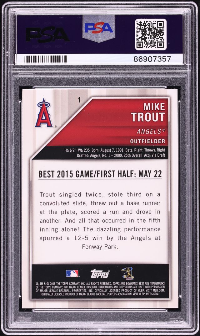2015 Bowman's Best Atomic Refractor Mike Trout #1 PSA 10 GEM MINT