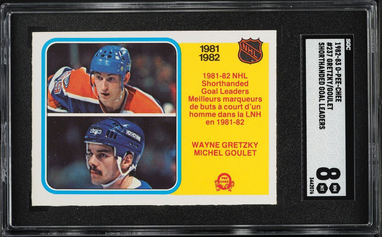 1982 O-Pee-Chee Hockey Wayne Gretzky Goulet SHORTHANDED GOAL LEADERS #237 SGC 8