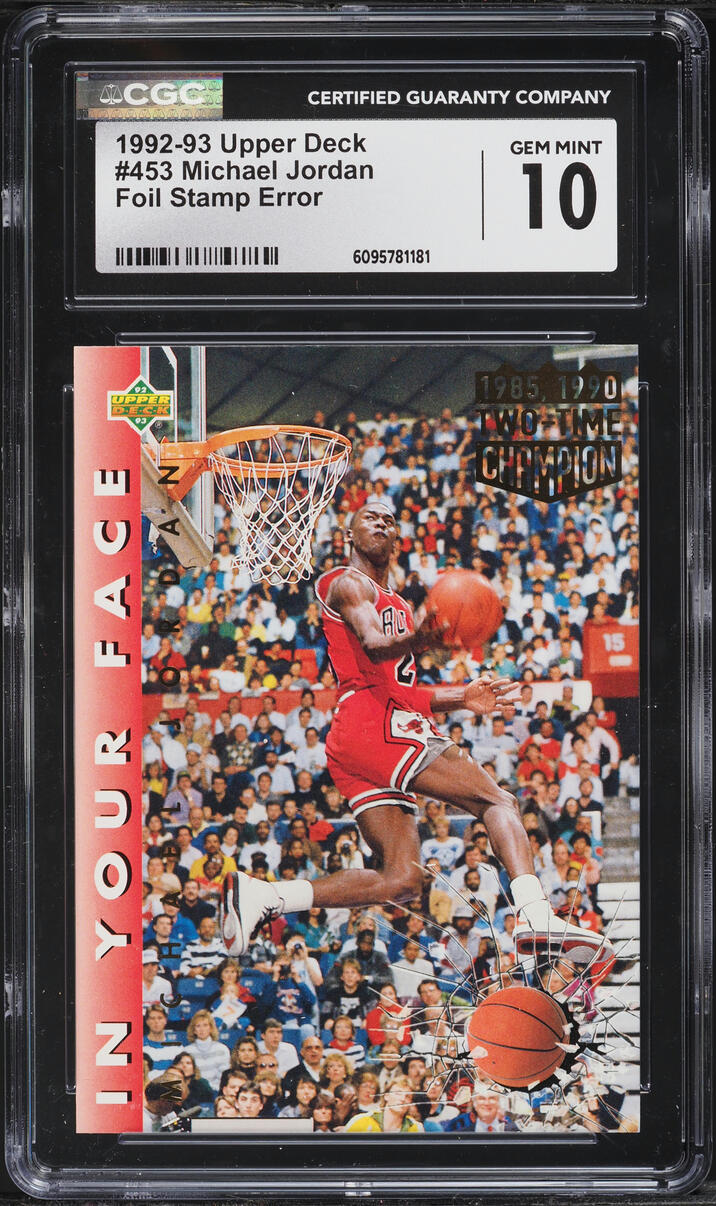 1992 Upper Deck Foil Stamp Error Michael Jordan #453 CGC 10 GEM MINT