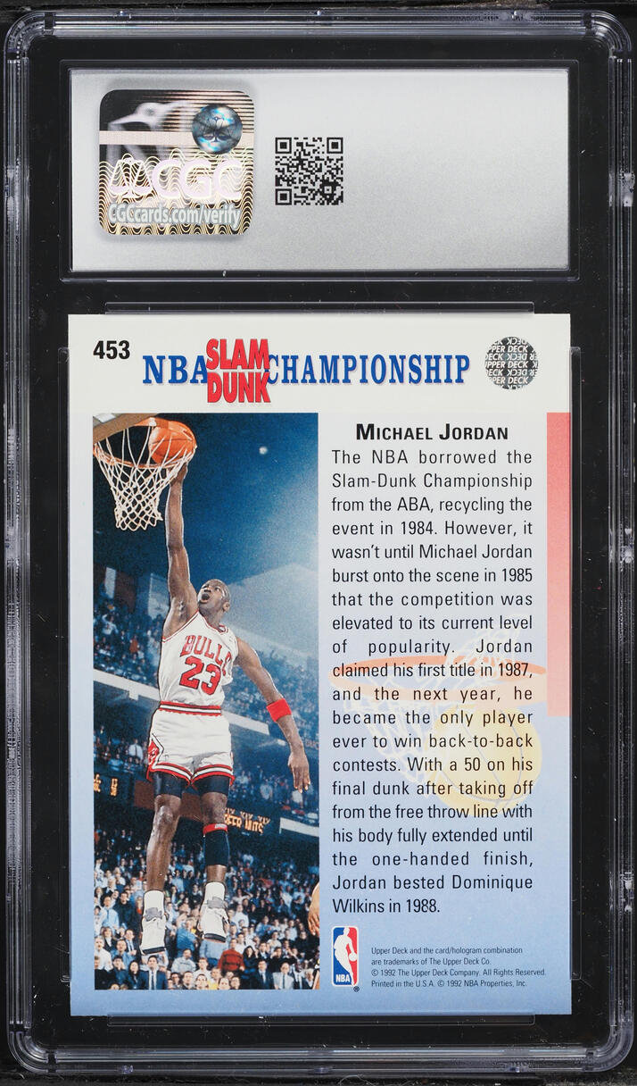 1992 Upper Deck Foil Stamp Error Michael Jordan #453 CGC 10 GEM MINT