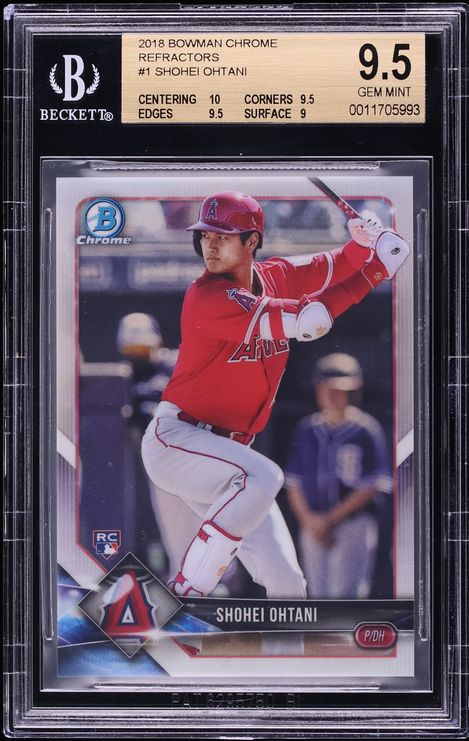2018 Bowman Chrome Refractor Shohei Ohtani ROOKIE /499 #1 BGS 9.5 GEM MINT