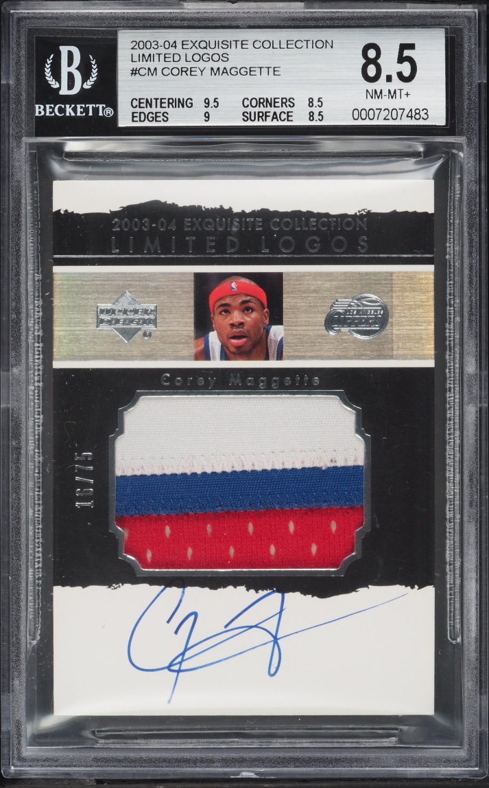 2003 Exquisite Collection Limited Logos Corey Maggette PATCH AUTO /75 #LL-CM BGS 8.5 NM-MT+