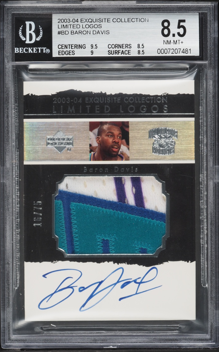 2003 Exquisite Collection Limited Logos Baron Davis PATCH AUTO /75 #LL-BD BGS 8.5 NM-MT+