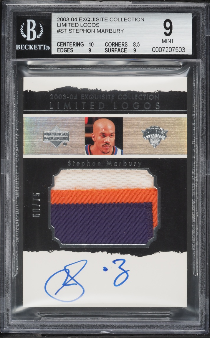 2003 Exquisite Collection Limited Logos Stephon Marbury PATCH /75 #LL-ST BGS 9 MINT
