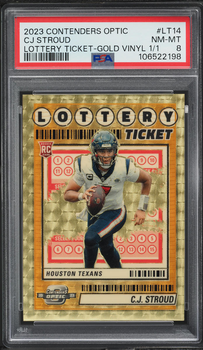 2023 Panini Contenders Optic Lottery Gold Vinyl C.J. Stroud RC 1/1 #LT14 PSA 8