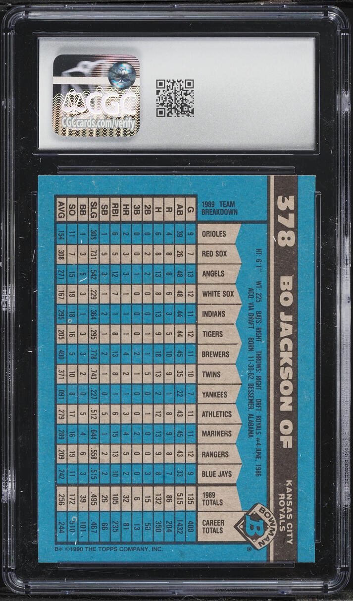 1990 Bowman Bo Jackson #378 CGC 9 MINT