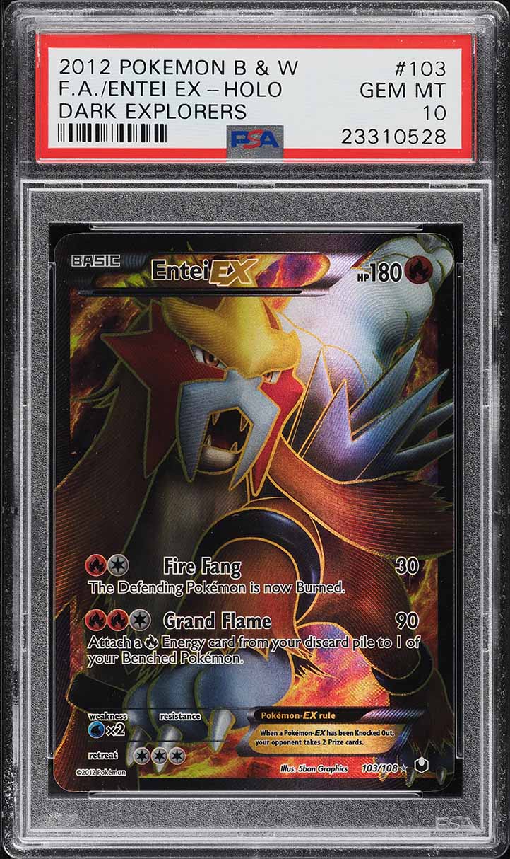 2012 Pokemon Black & White Dark Explorers Full Art Entei EX #103 PSA 10 GEM MINT